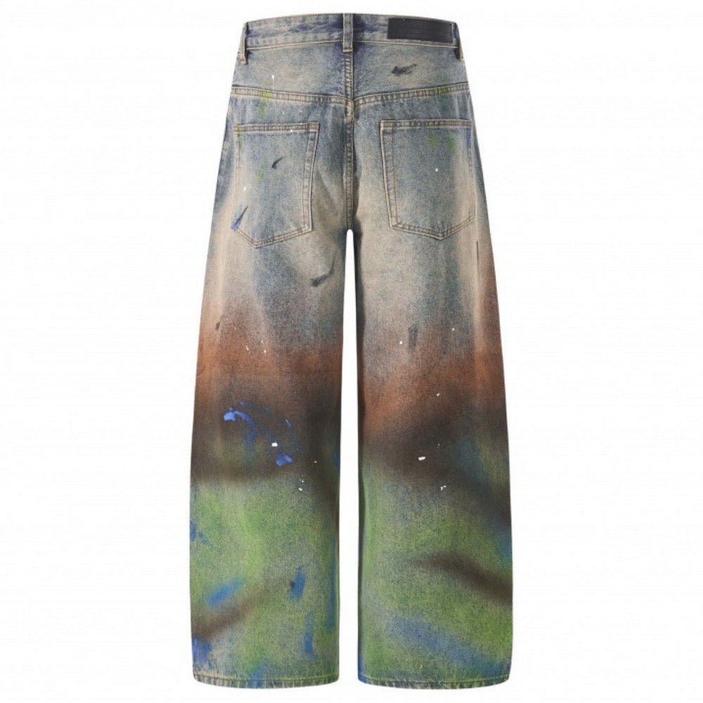 Gradient Multicolorr Wash Distressed Jeans - Thrashink