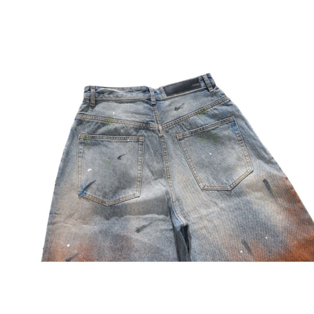 Gradient Multicolorr Wash Distressed Jeans - Thrashink