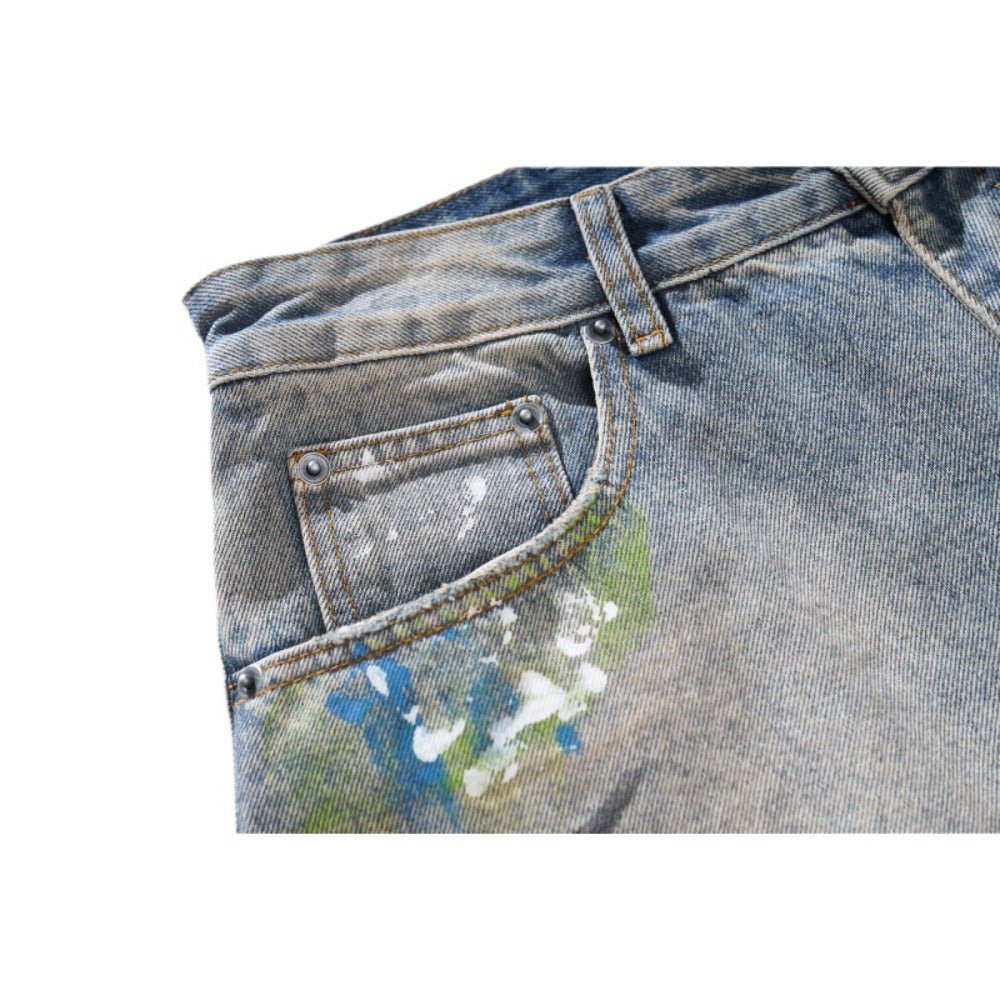 Gradient Multicolorr Wash Distressed Jeans - Thrashink