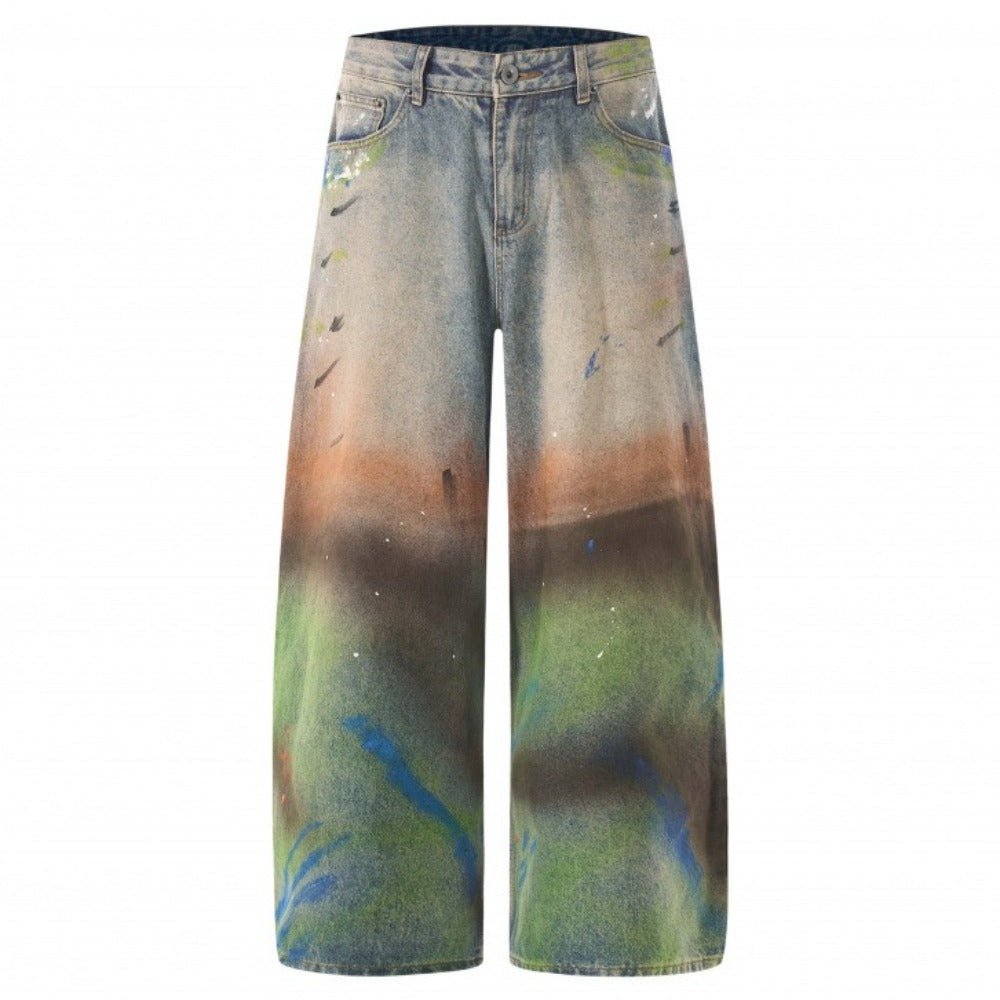 Gradient Multicolorr Wash Distressed Jeans - Thrashink