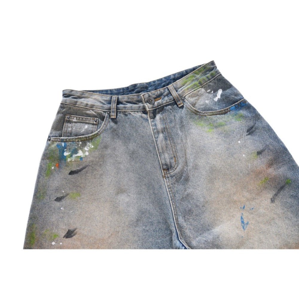 Gradient Multicolorr Wash Distressed Jeans - Thrashink