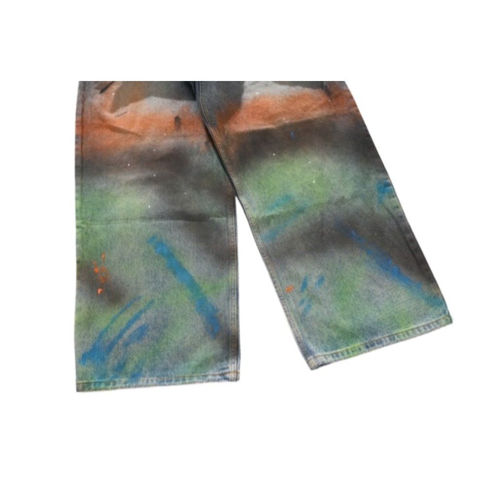 Gradient Multicolorr Wash Distressed Jeans - Thrashink