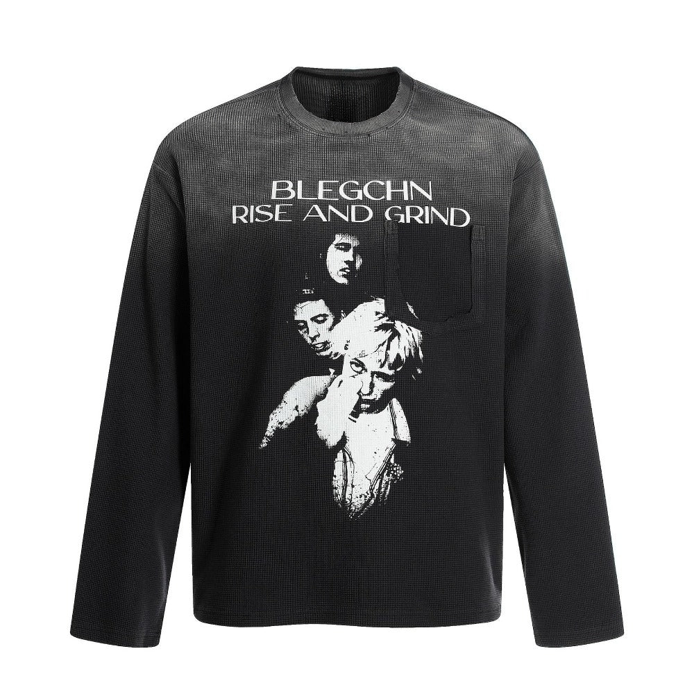 Gradient Print Long Sleeve T-Shirt - Thrashink