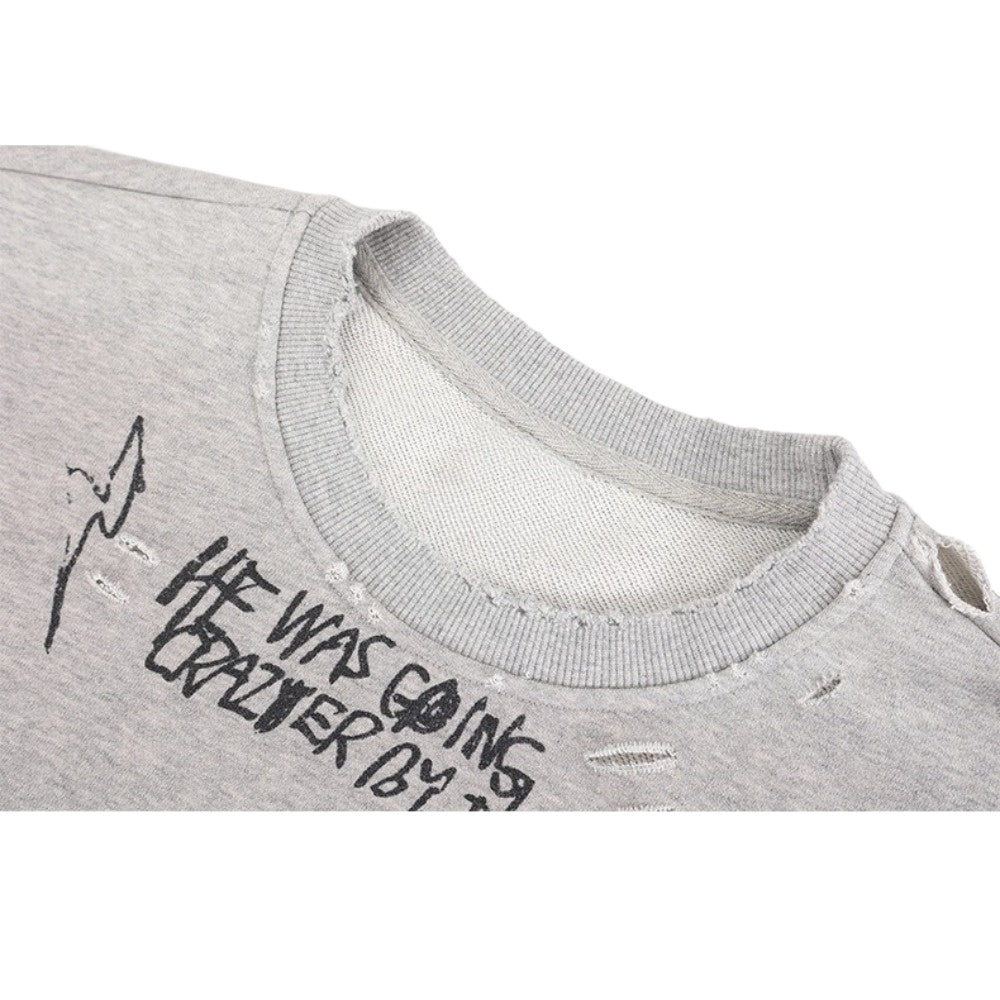 Graffiti Art Distressed Crewneck Sweatshirt - Thrashink