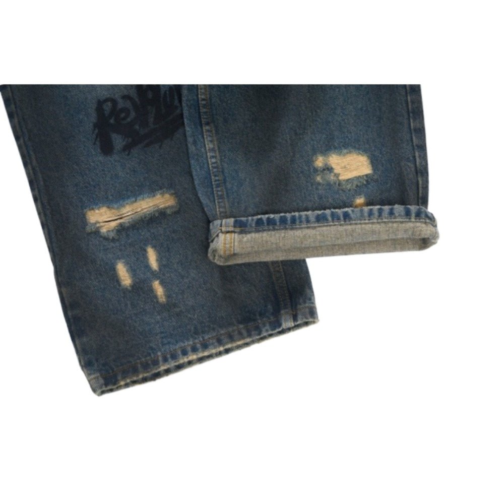 Graffiti & Distressed Rock Denim Jeans - Thrashink