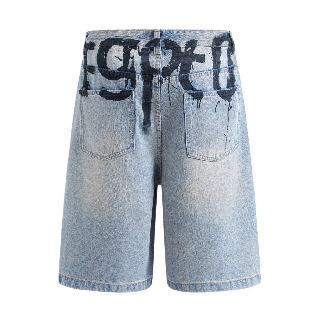 Graffiti Splash Denim Shorts - Thrashink