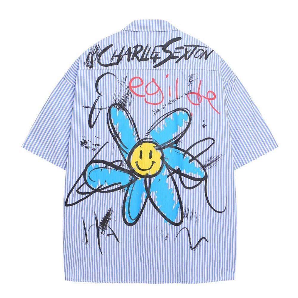 Graffiti - Striped Oversized Shirt - Thrashink