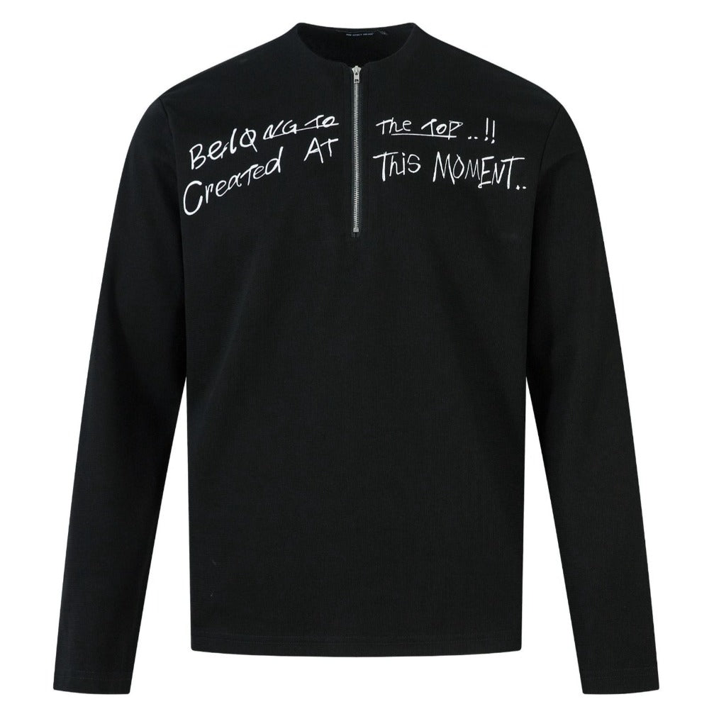 Graphic Half - Zip Long Sleeve T-Shirt - Thrashink