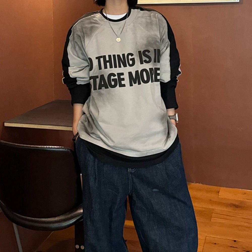 Graphic Print Contrast Sweatshirt - Thrashink