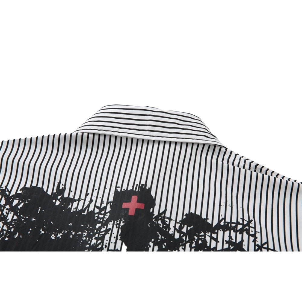 Grunge Splatter Striped Shirt - Thrashink
