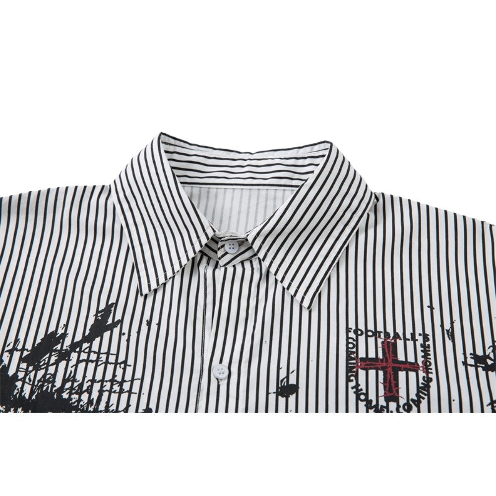 Grunge Splatter Striped Shirt - Thrashink