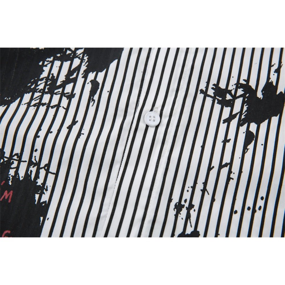 Grunge Splatter Striped Shirt - Thrashink