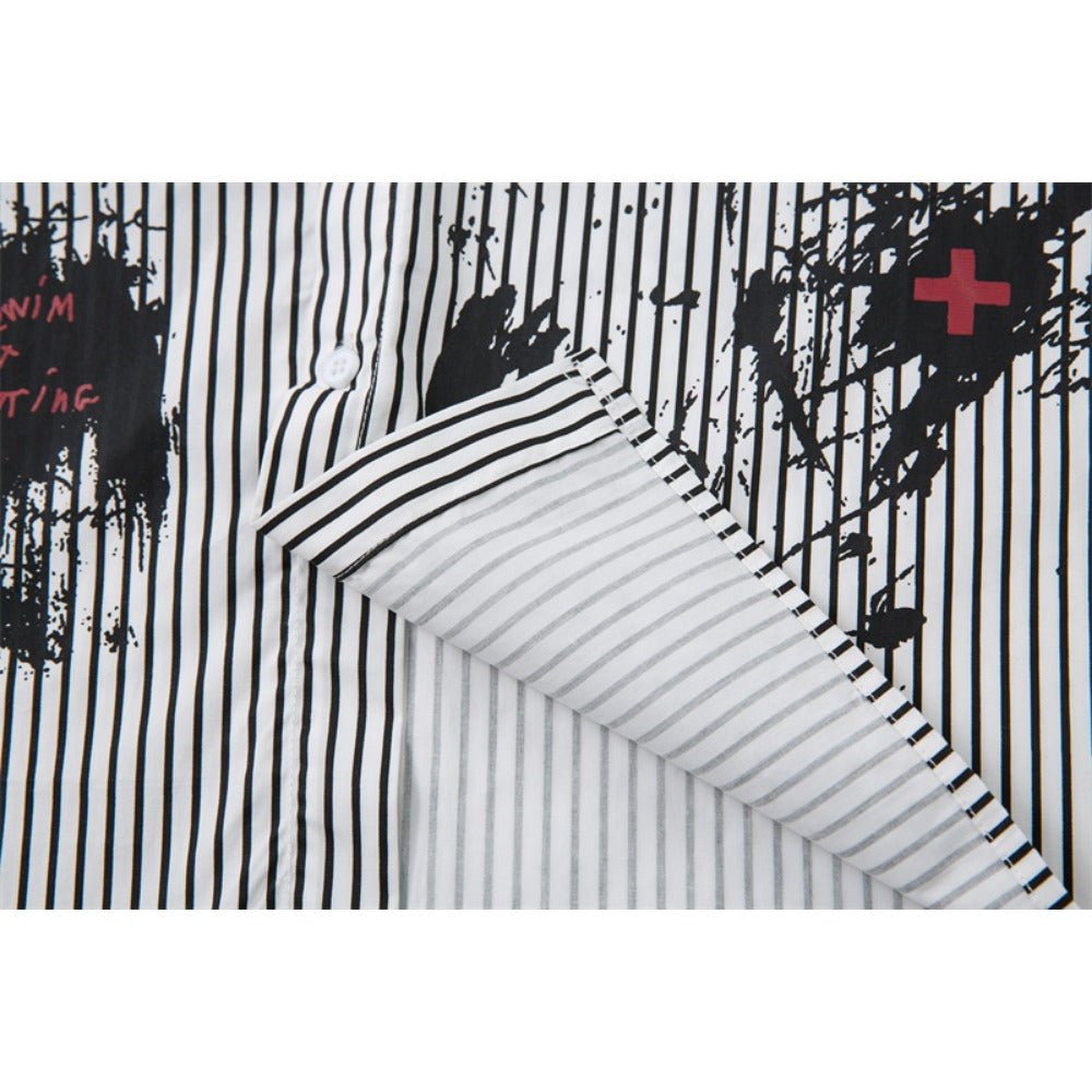 Grunge Splatter Striped Shirt - Thrashink
