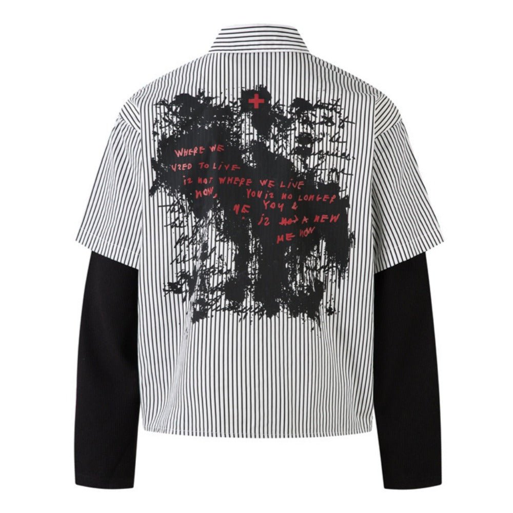 Grunge Splatter Striped Shirt - Thrashink