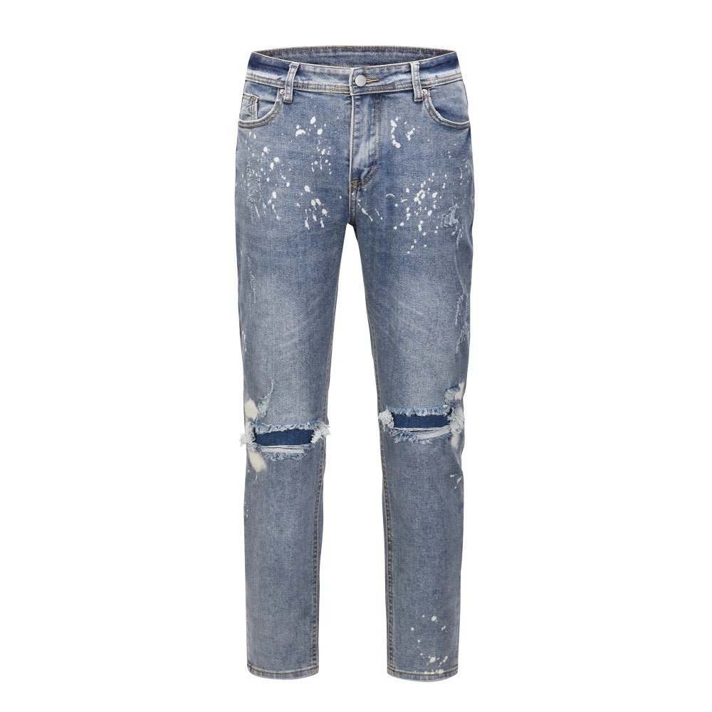 Hand - Painted Splatter Ripped Jeans - Thrashink