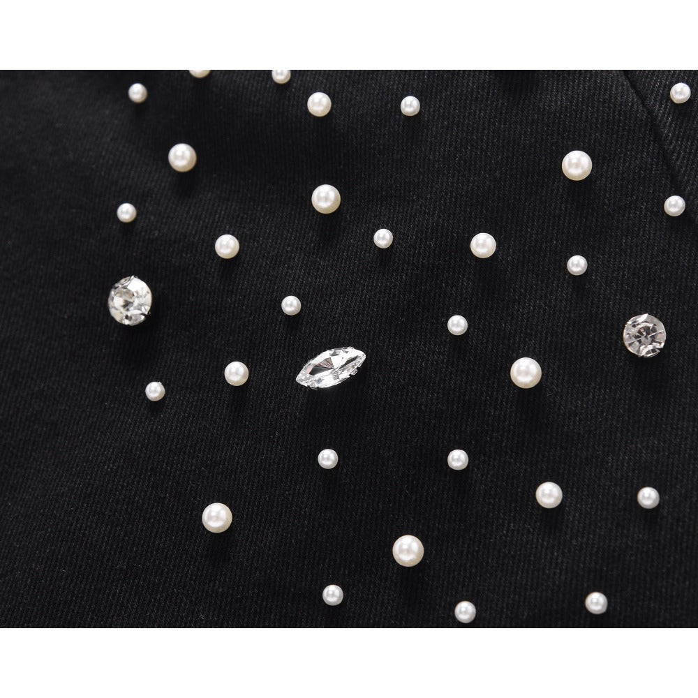 Heavily Starry Beaded Rhinestone Jeans - Thrashink