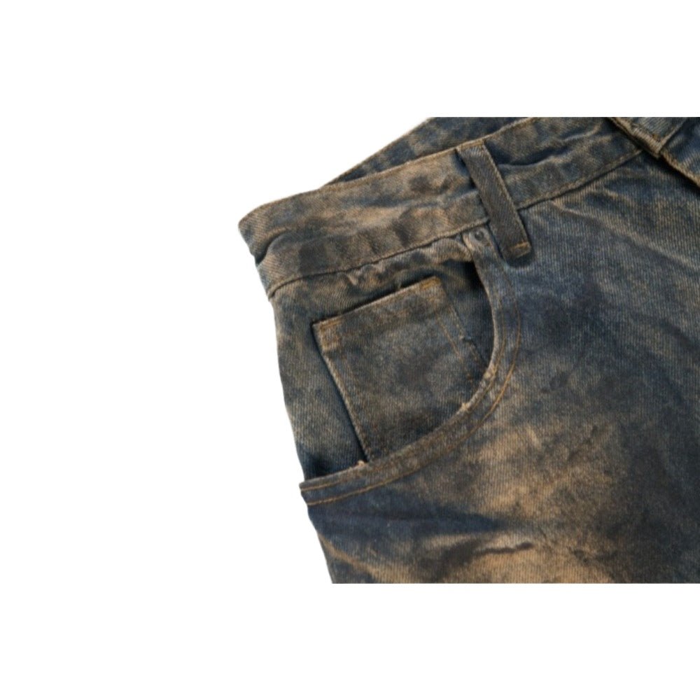 Heavy - Duty Washed Distressed Wide - Leg Jeans - Thrashink