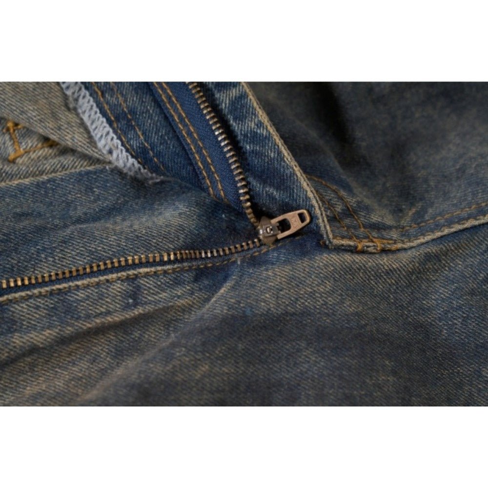 Heavy - Duty Washed Distressed Wide - Leg Jeans - Thrashink