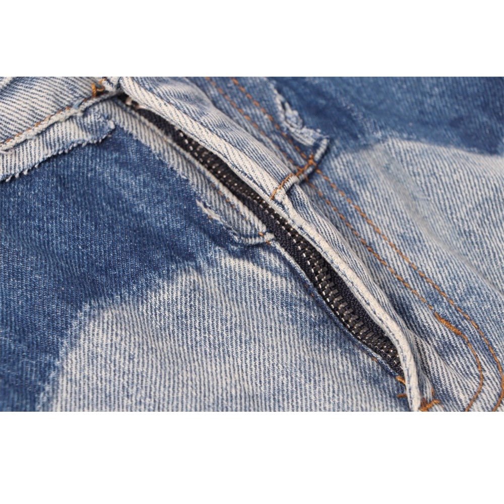 Heavy Washed Patchwork Jeans - Thrashink