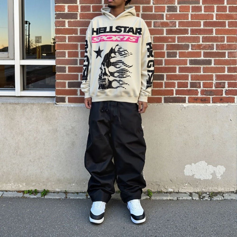 Hell Star Print Casual Fleece Hoodie - Thrashink