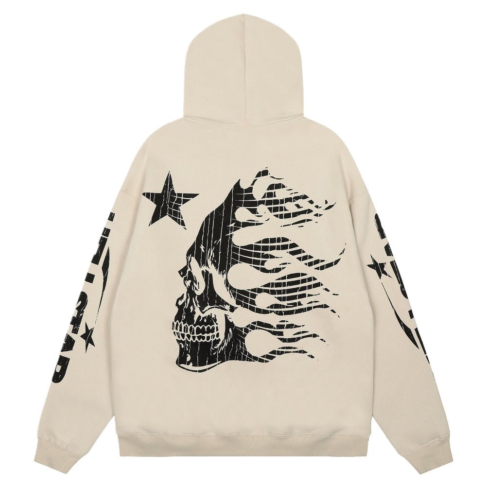 Hell Star Print Casual Fleece Hoodie - Thrashink