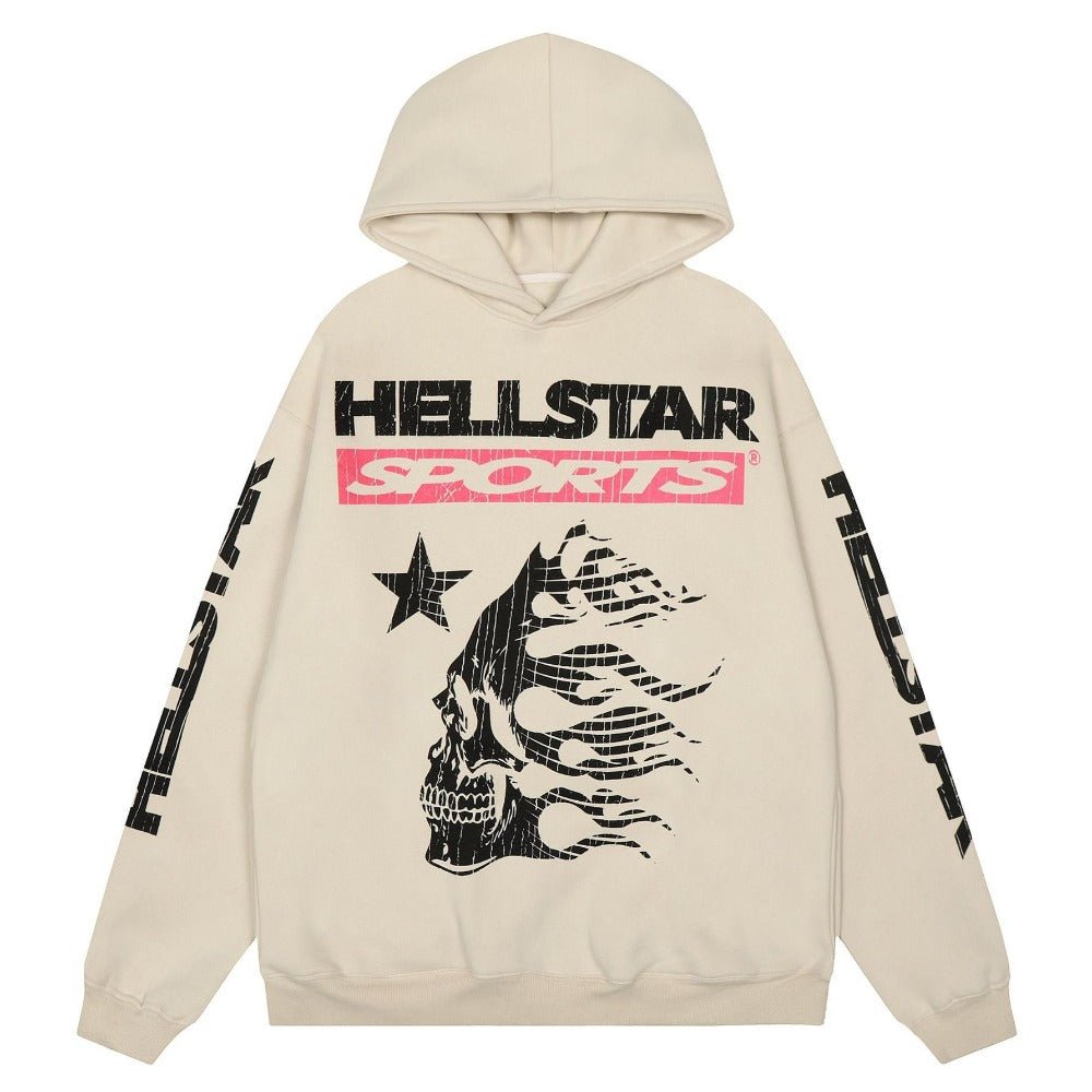 Hell Star Print Casual Fleece Hoodie - Thrashink
