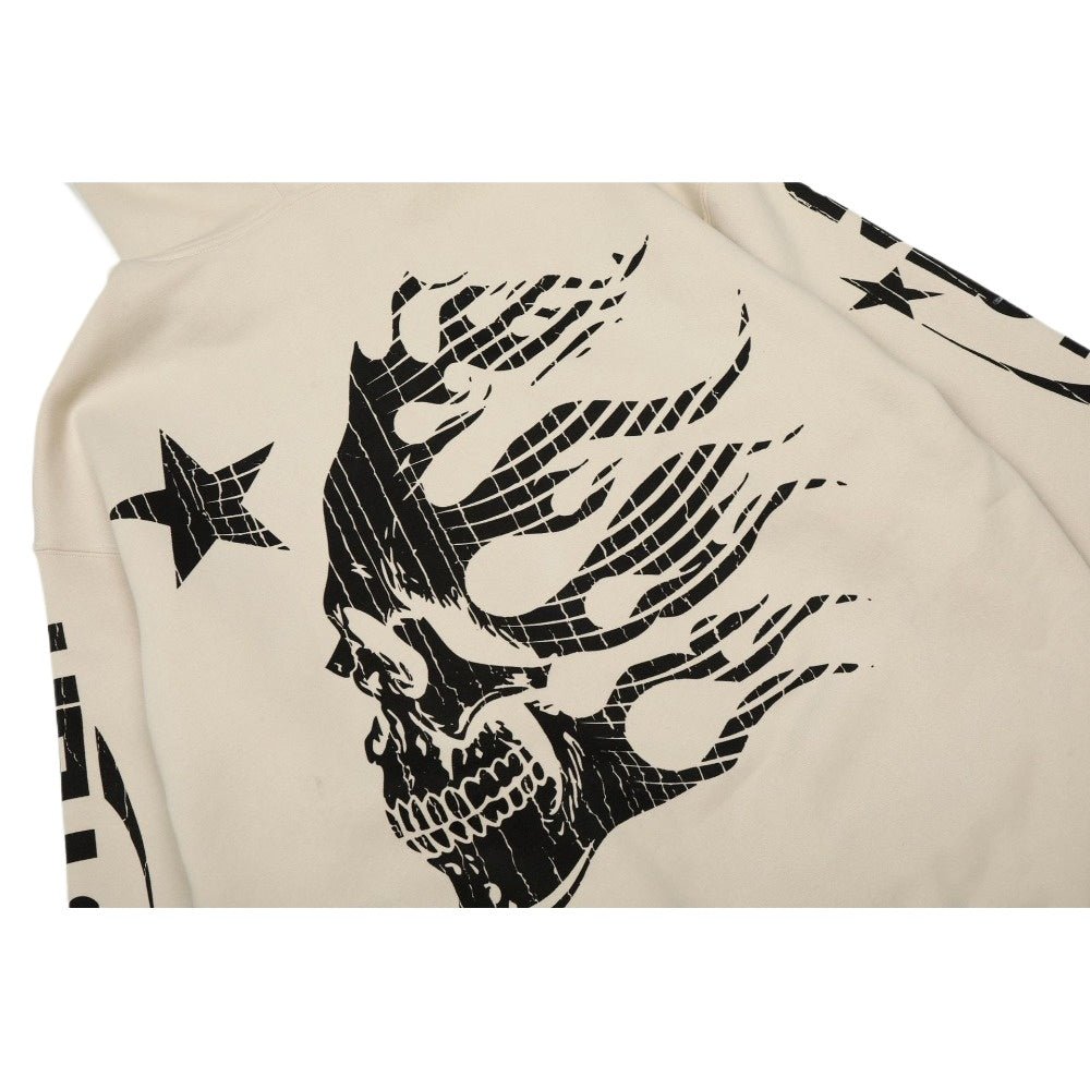 Hell Star Print Casual Fleece Hoodie - Thrashink