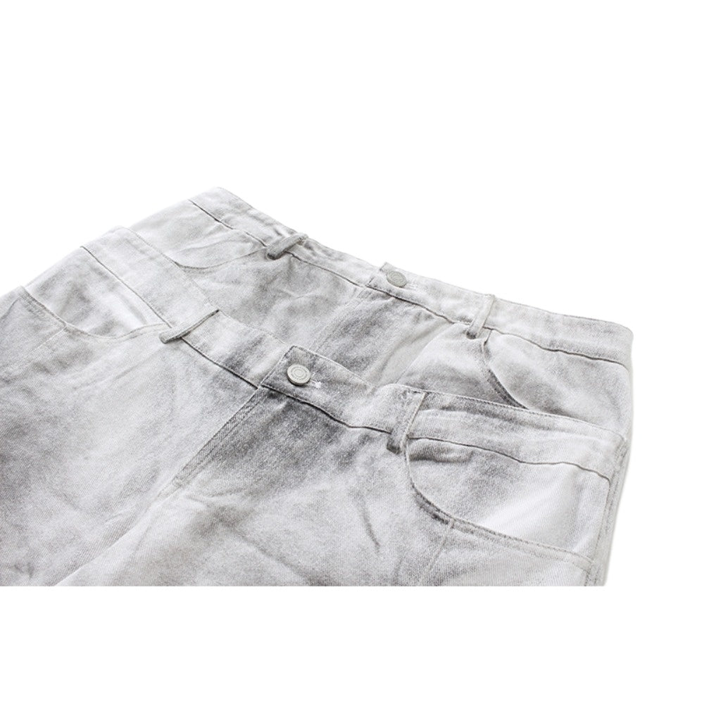 High Street Double Waistband Washed Jeans - Thrashink