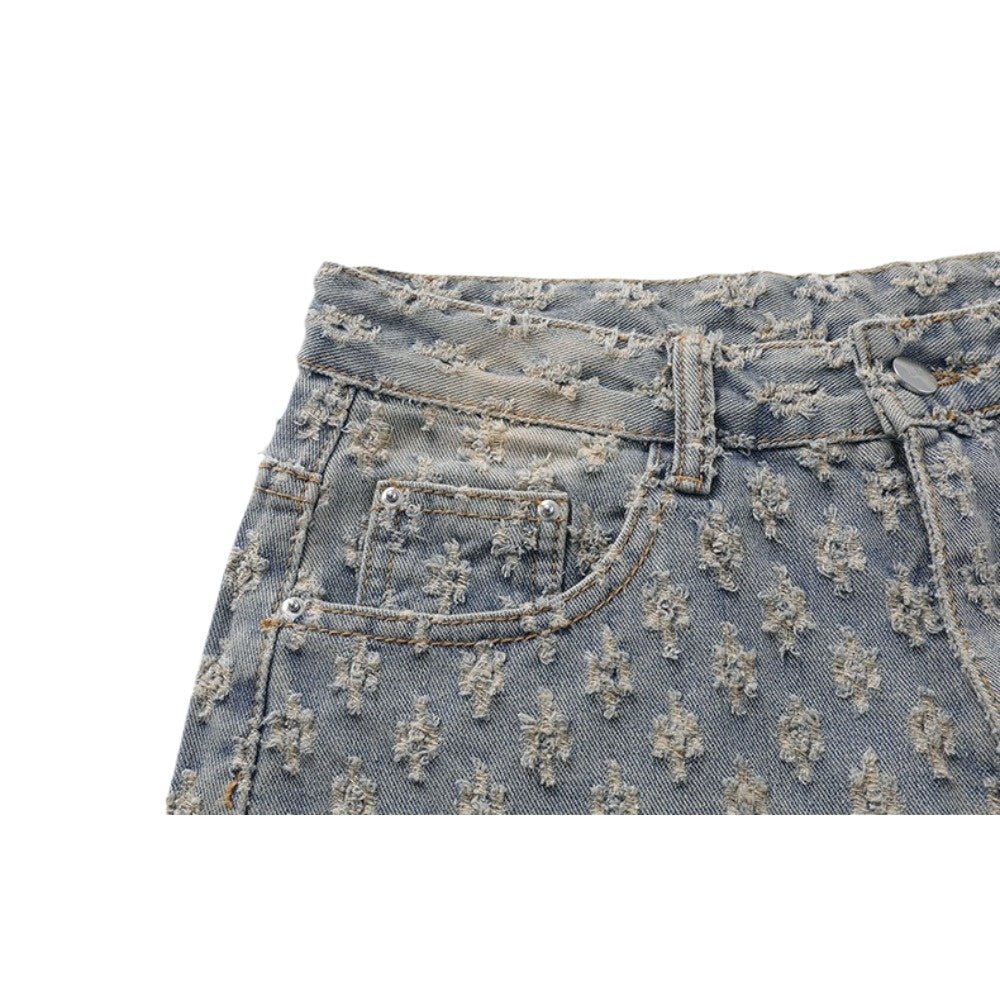 High Street Full Print Jacquard Design Jeans - Thrashink