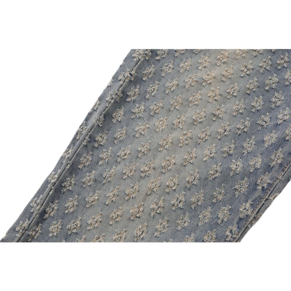 High Street Full Print Jacquard Design Jeans - Thrashink