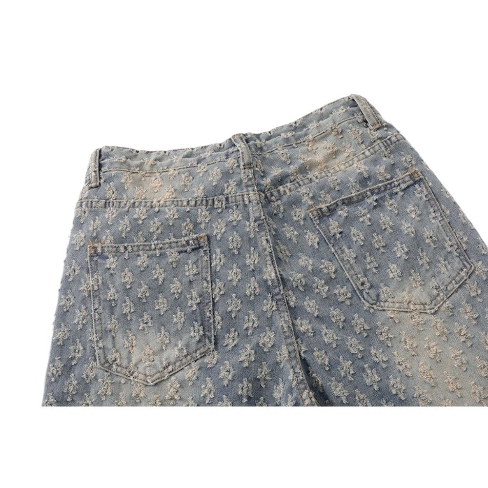 High Street Full Print Jacquard Design Jeans - Thrashink