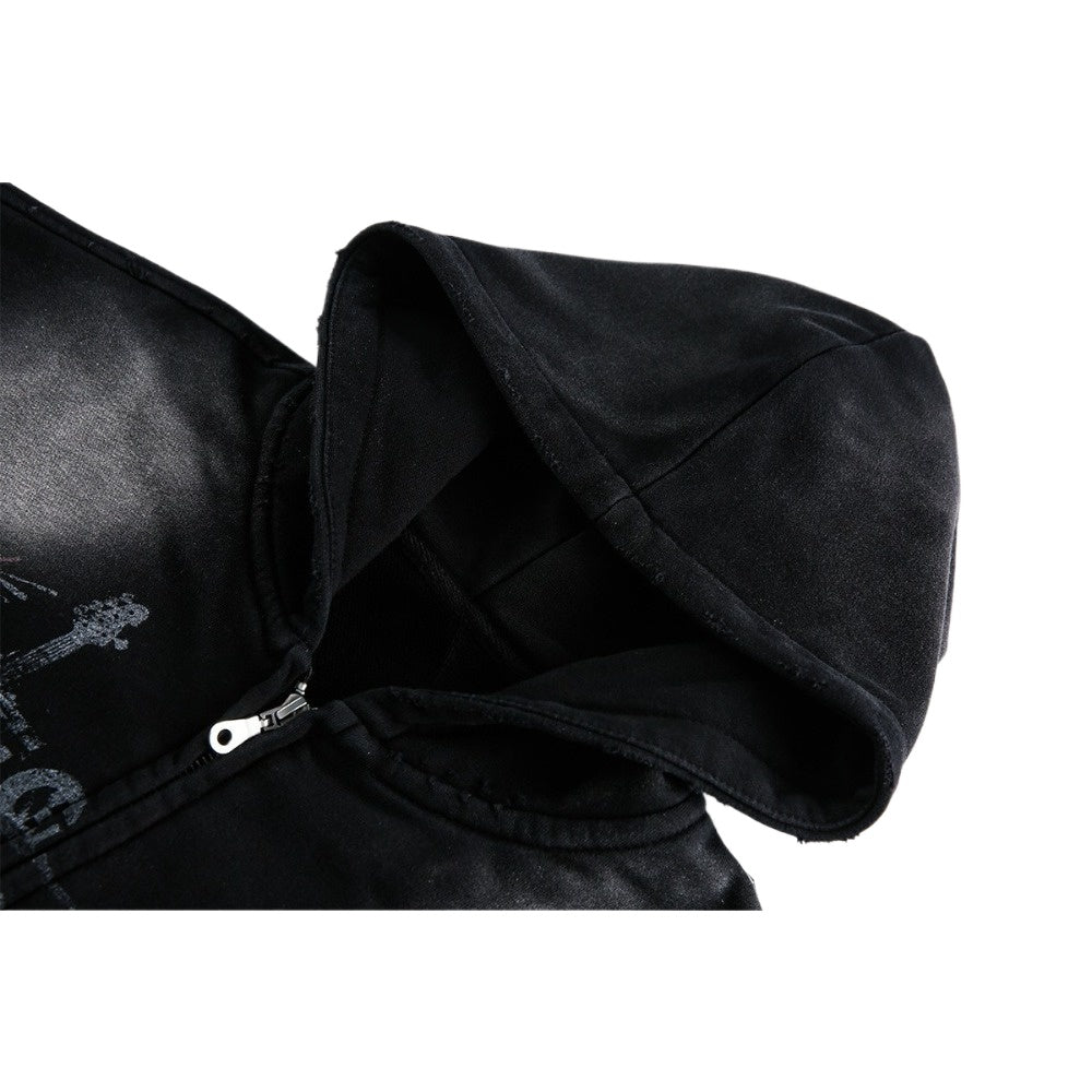 Hip - Hop Wasteland Style Washed Hoodie - Thrashink