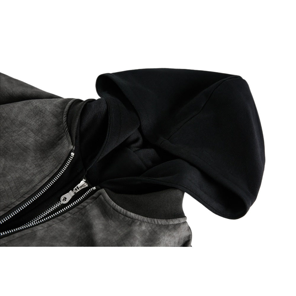 Hooded Suede - textured Bomber Jacket - Thrashink