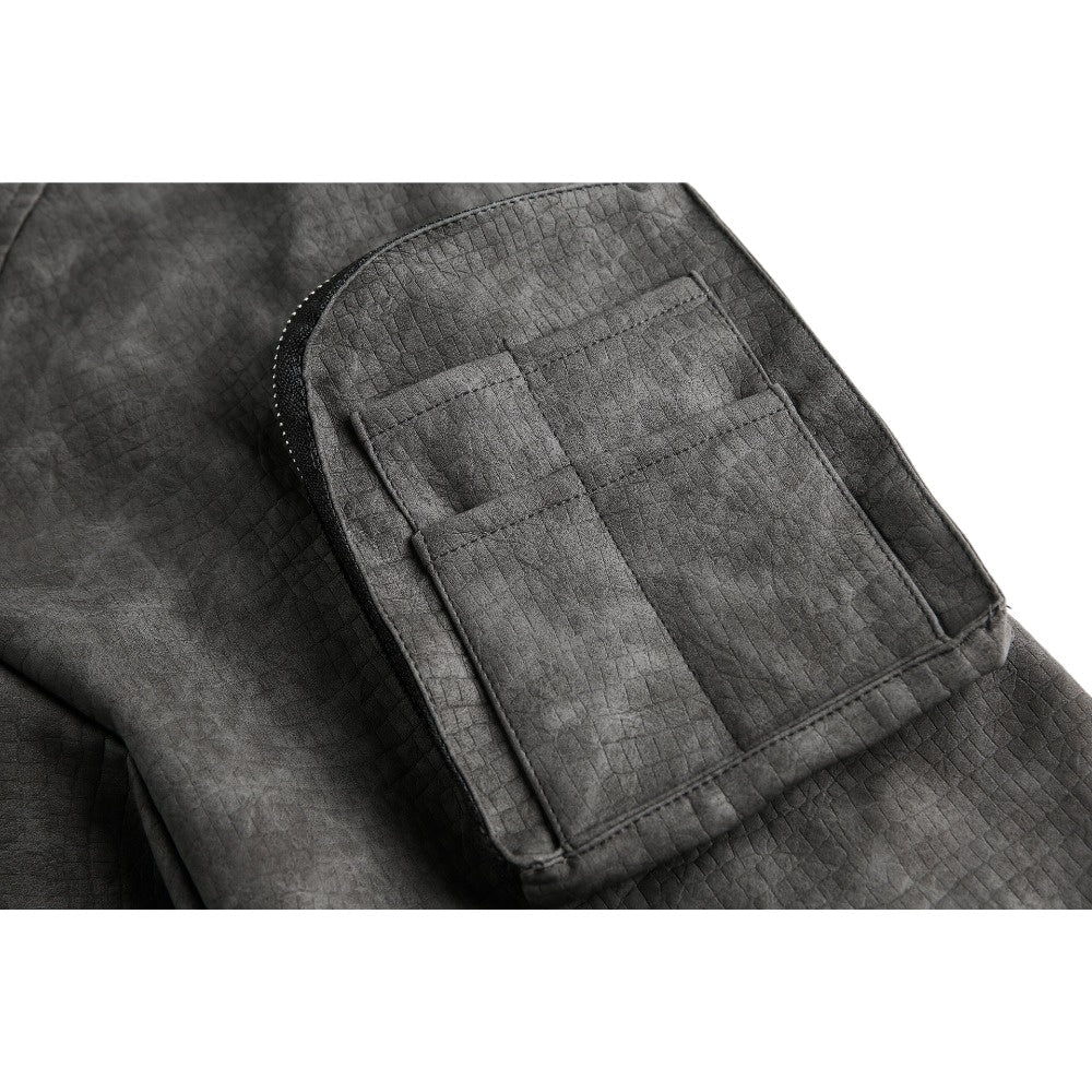 Hooded Suede - textured Bomber Jacket - Thrashink