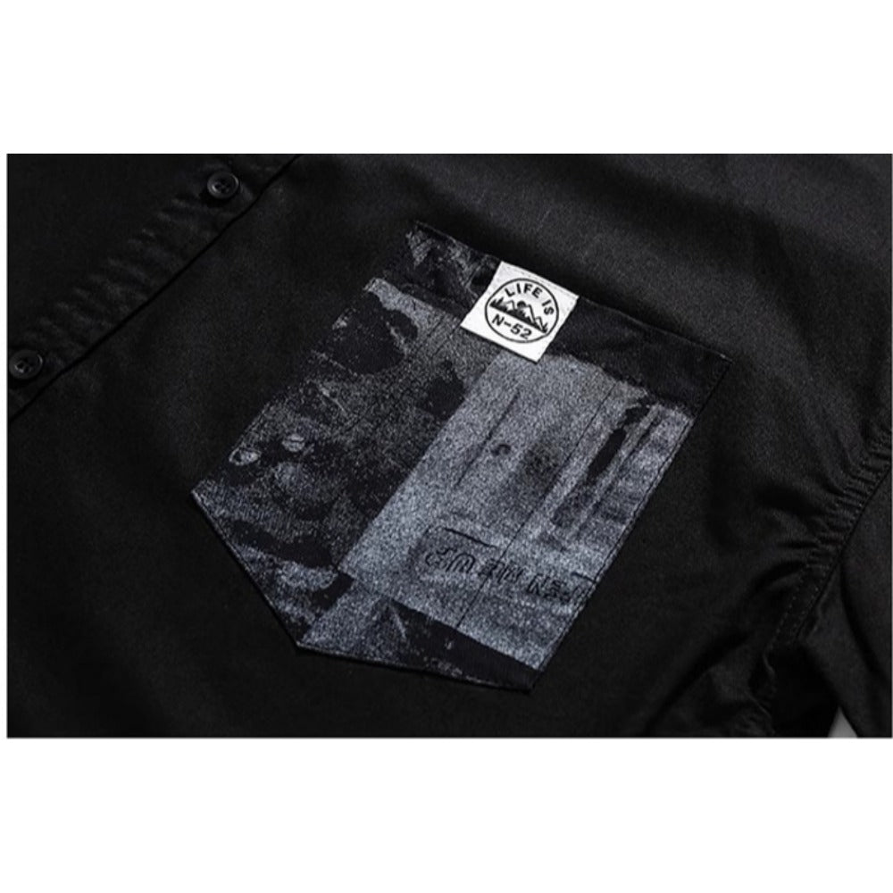 Irregular Mosaic Patch Shirt - Thrashink