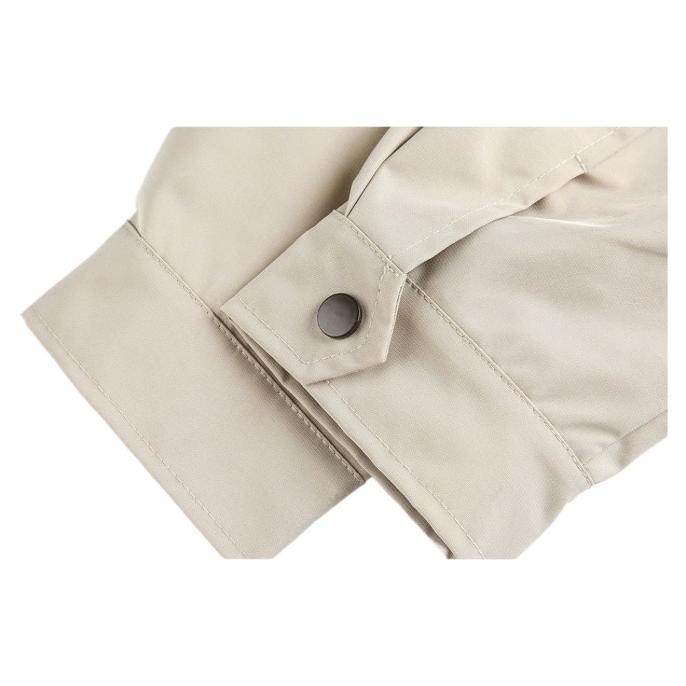 Khaki Stand - collar Work Jacket - Thrashink