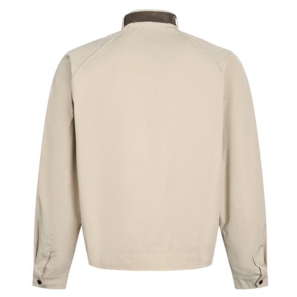 Khaki Stand - collar Work Jacket - Thrashink