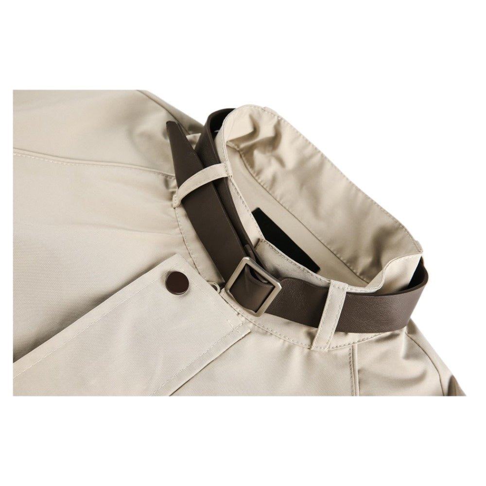 Khaki Stand - collar Work Jacket - Thrashink