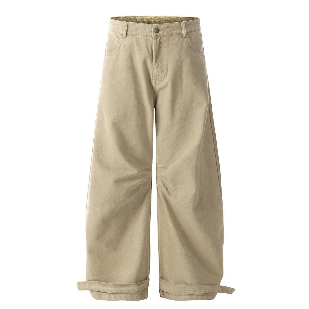 Knee - Pleated Wide - Leg Jeans - Thrashink