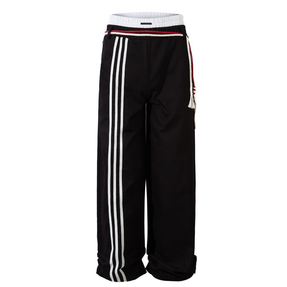 Lace - up Three - bar Sports Sweatpants - Thrashink