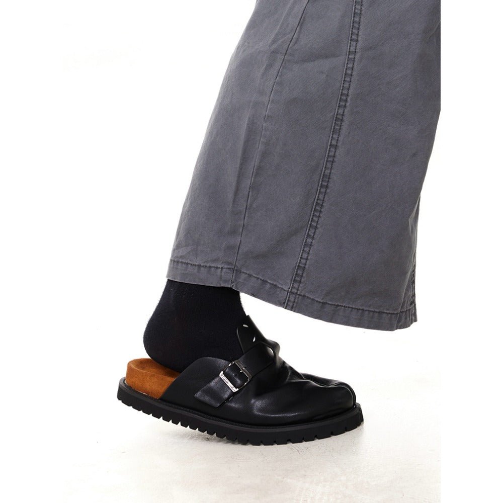 Leather Backless Tabi Shoes - Thrashink