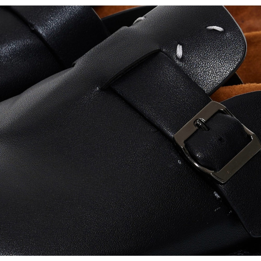 Leather Backless Tabi Shoes - Thrashink