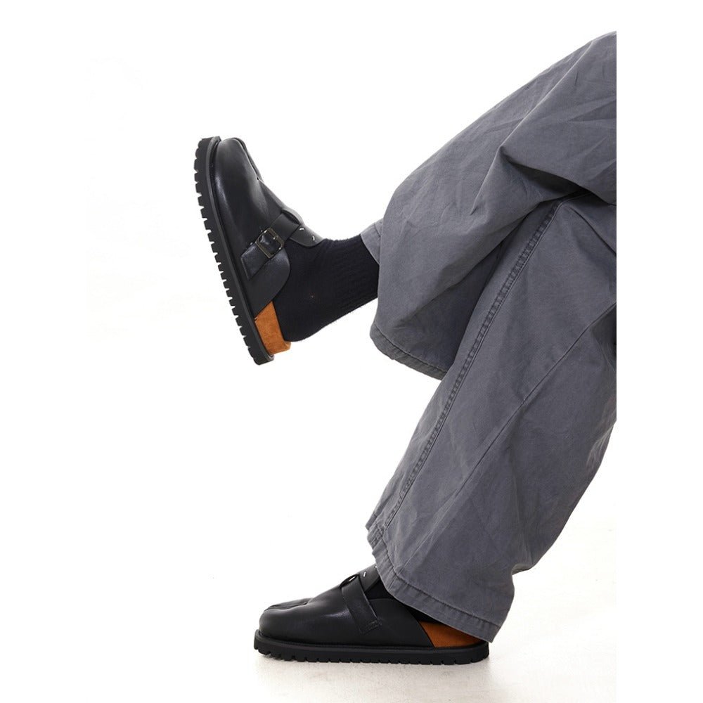 Leather Backless Tabi Shoes - Thrashink