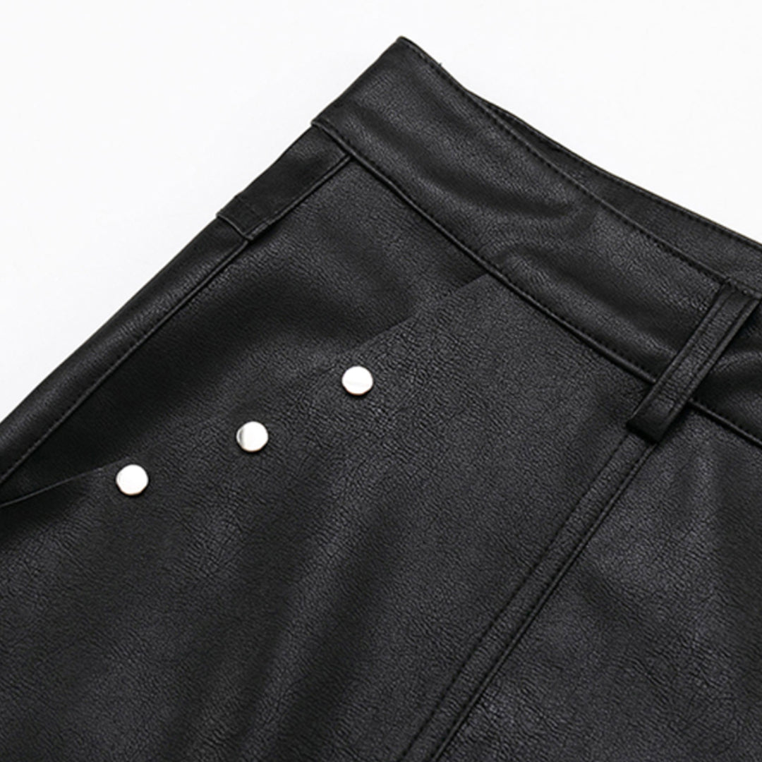 Leather Rivet Shorts - Thrashink