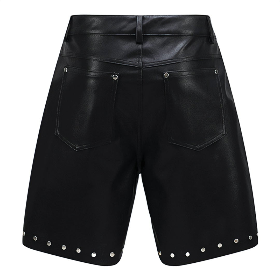 Leather Rivet Shorts - Thrashink