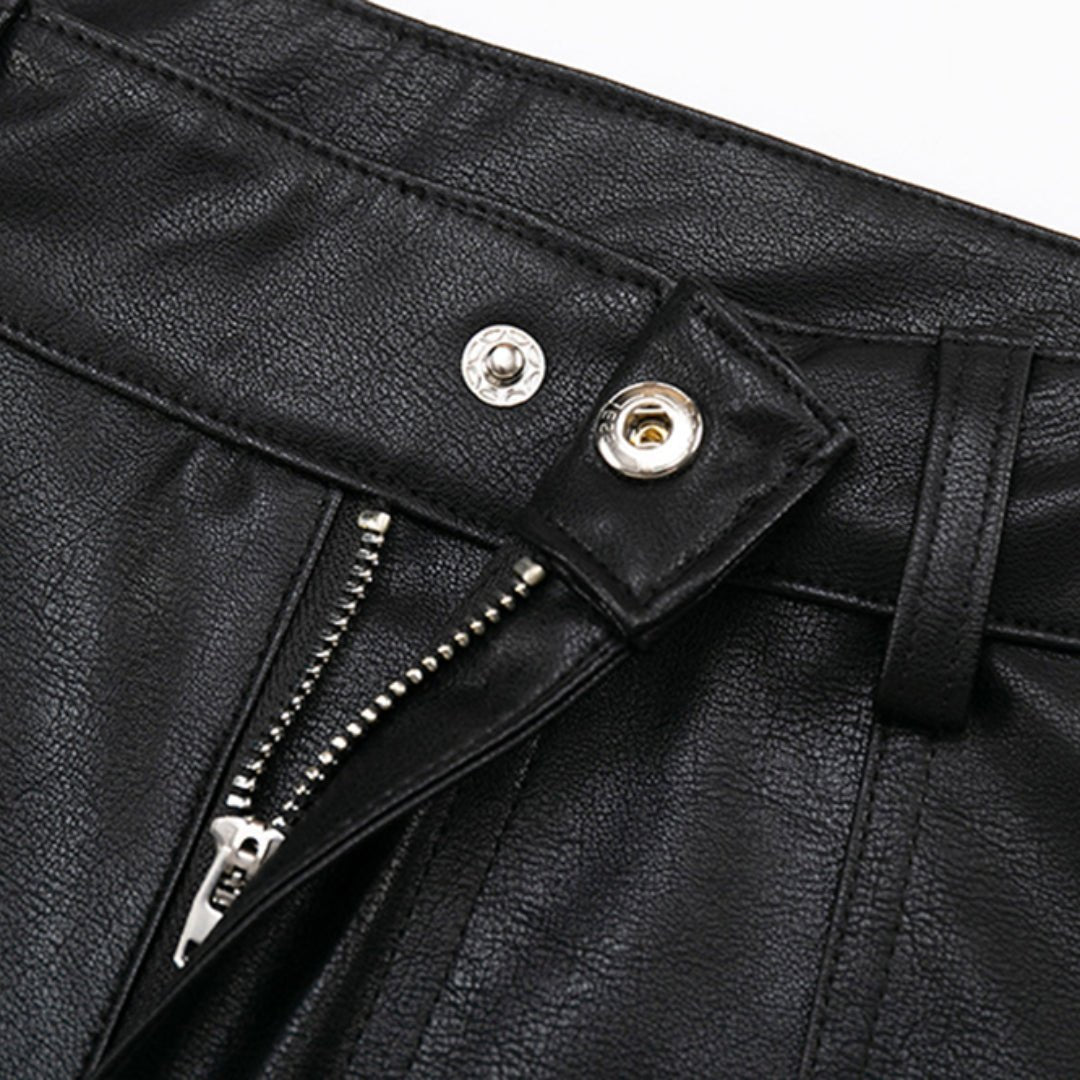 Leather Rivet Shorts - Thrashink
