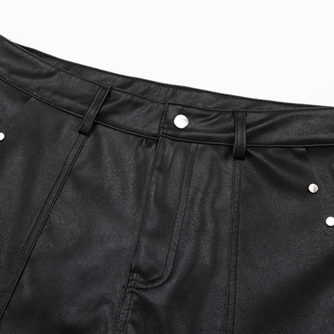 Leather Rivet Shorts - Thrashink