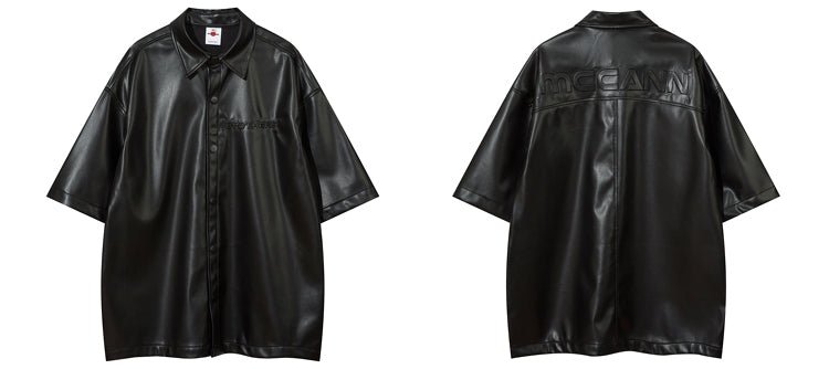 Leather Short Sleeve Shirt - Thrashink