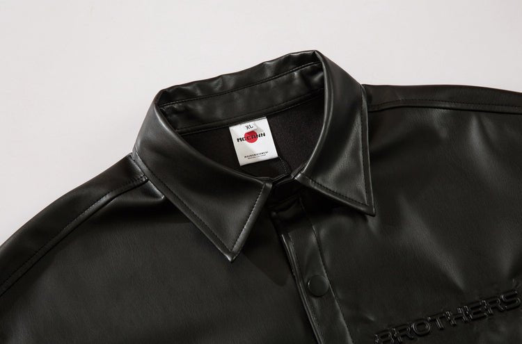 Leather Short Sleeve Shirt - Thrashink