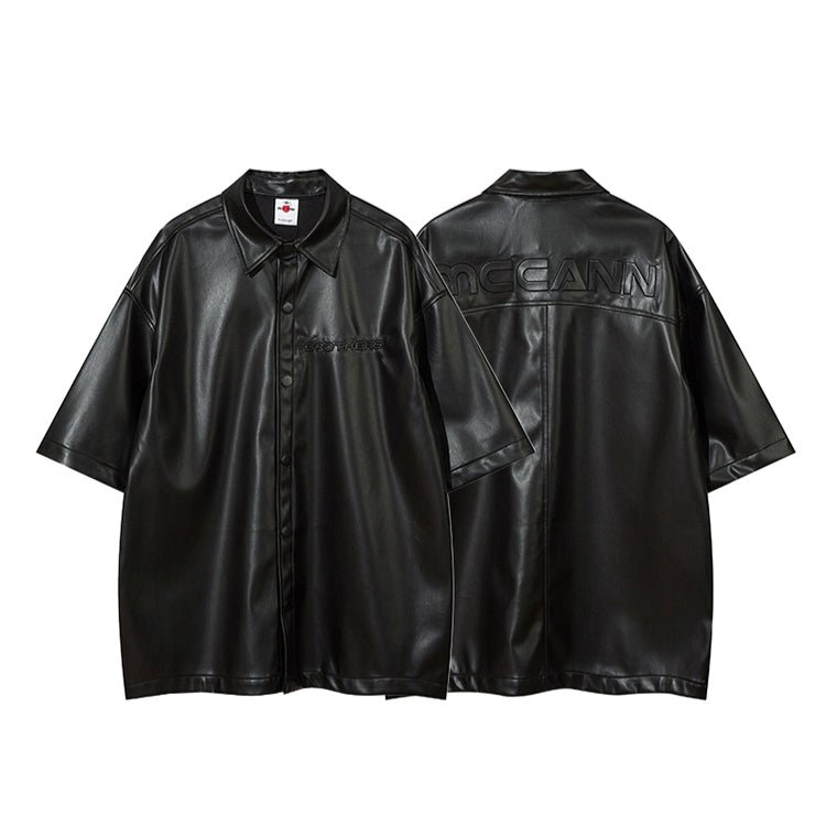 Leather Short Sleeve Shirt - Thrashink
